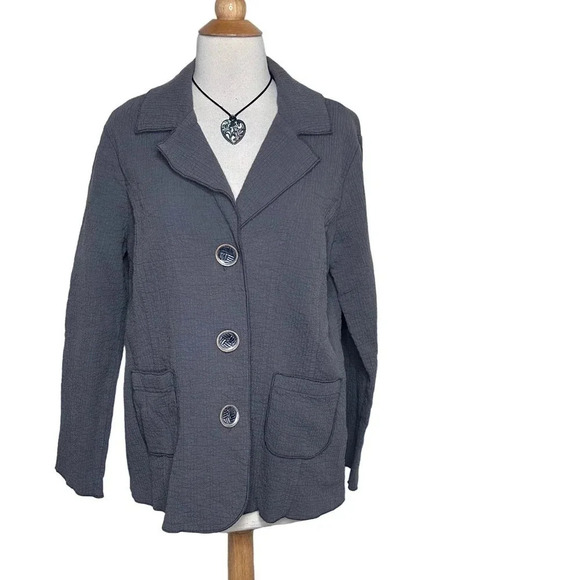 Focus Casual Life M gray‎ preshrunken textured  boho jacket - Picture 1 of 8